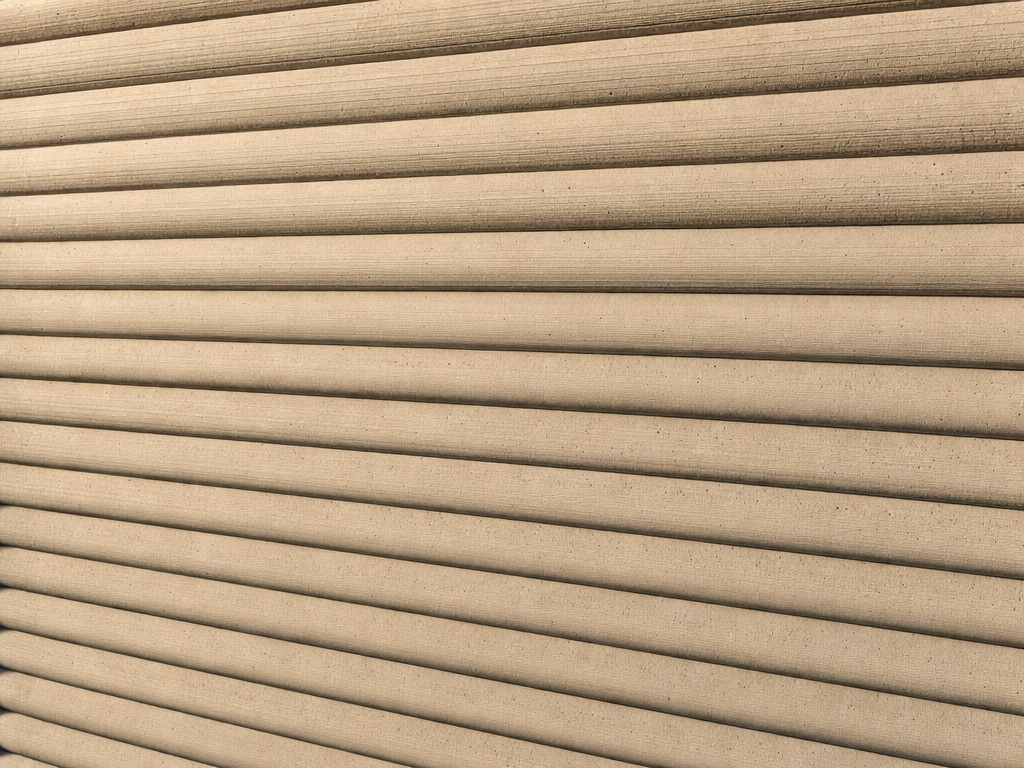 3D printed concrete wall showing precise extrusion bead layers